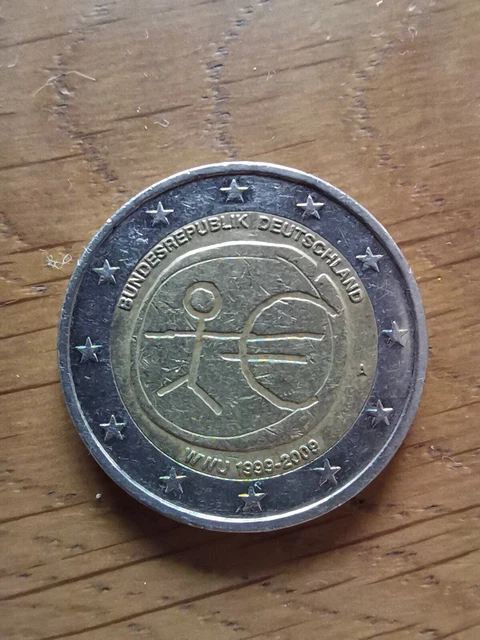 Pièce de 2 euros RARE, Bonhomme UEM 1999-2009 Bundesrepublik Deutschland