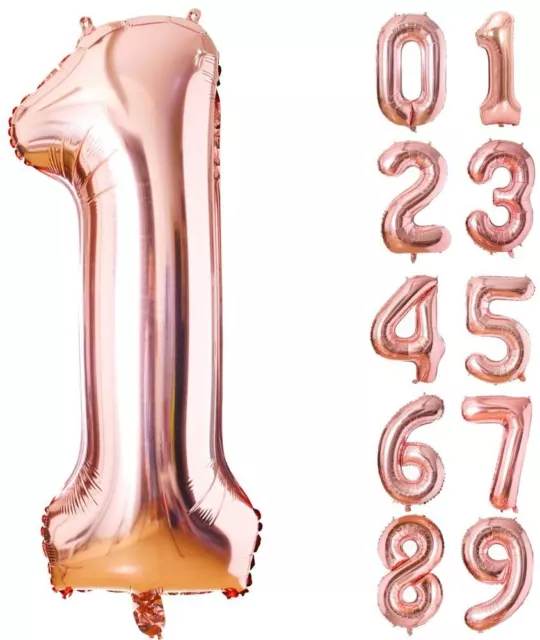 Oro Rosa Número Aluminio Aire, Globos de Helio 86cm / 86.4cm, 0A 99 Edad Globos