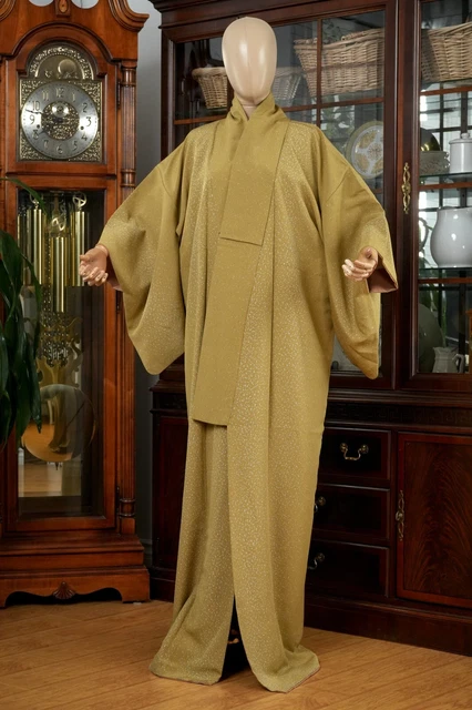 Dear Vanilla Japanese Silk Kimono Women's Robe Gown Authentic Japan Vintage Mint