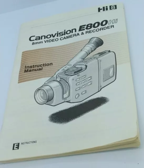 original Instruction Manual for Canon Canovision E800 Hi 8mm Video camera