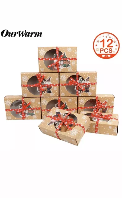 24x Christmas Cookie Gift Boxes Built-in Drawer Box for Wedding Xmas Party Favor