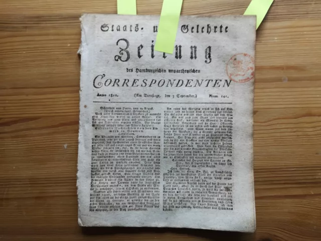 1811 Zeitung Hamburg 141 Krieg in Spanien Figueres Katalonien Münster Köln Dom
