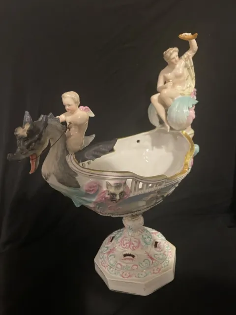 Beautiful Rare  Dresden/Meissen 18th Century Vase/jug Dragons And Cherub Etc