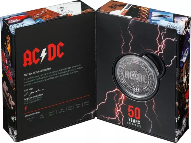 AC/DC 50th Anniversary Silver Coin 50 Cents Australia 2023