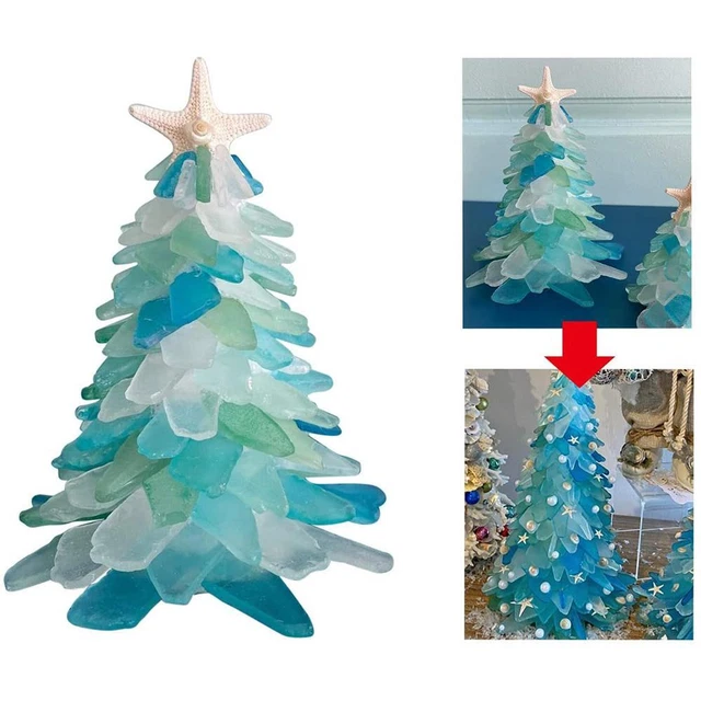 Diy Sea Glass Christmas Tree Creative Unique Marine Creature Ocean Resin Ornamen