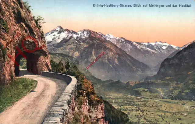 Picture Postcard~ Brunig-Hasliberg-Strasse, Blick Auf Meiringen Und Das Haslital