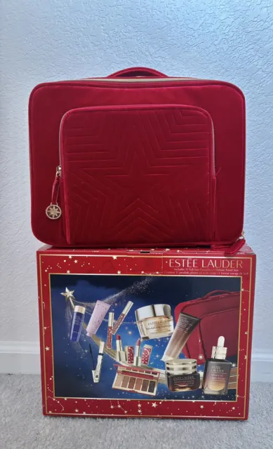 Estee Lauder  Train Case Bag With Box Limited Edition Red Velvet NO COSMETICS