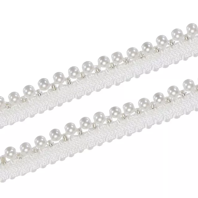 5 Yards Faux Pearls Lace Ribbon Pearl Bead Tassel for Wedding 10mm White