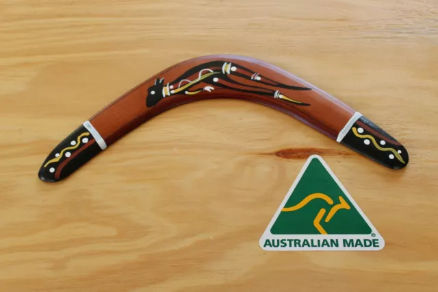 Aboriginal Throwing Boomerang Painted Lizard Hand Crafted In Australia - Foto 6