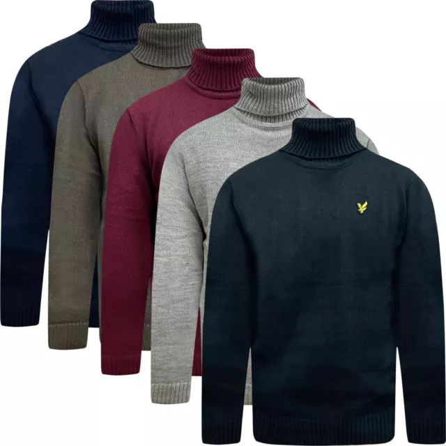 Lyle & Scott Mens Turtle Polo Neck Weave Knitted Roll Up Jumper Sweater Pullover