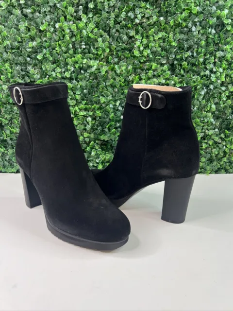La Canadienne Womens Moxie Fashion Ankle Boots Black Suede Heeled Size 10M 2