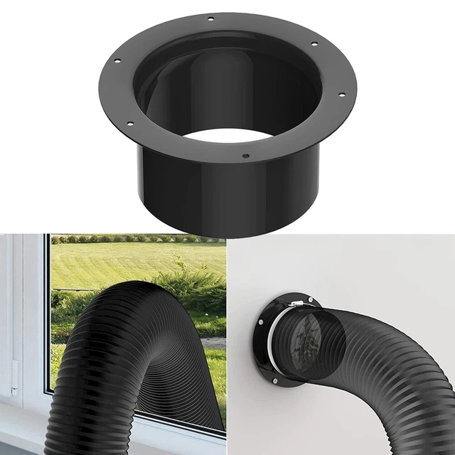 Connettore Flangiato In ABS Per Tubi Di Ventilazione - Raccordo A Parete, Dimensioni 100 Mm, 125 Mm, 150 Mm (Nero)