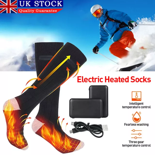 4000mAh Rechargeable Heated Socks for Men Women,Washable Electric Warming Socks