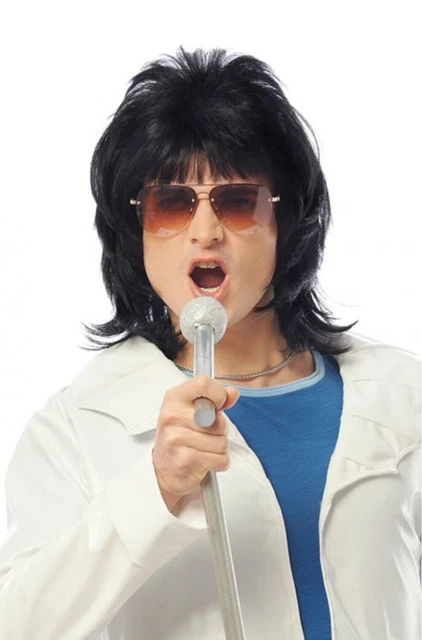 Freddie Mercury Black Wig Queen Costume Long Hair Singer Bohemian Rhapsody Movie