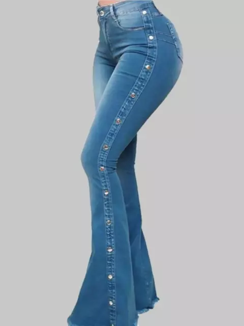 Pantalón Para Mujer Jean de Mezclilla Pantalones Vaqueros Campana Casuales  Ropa