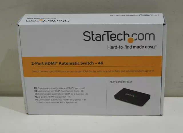 StarTech.com 2-Port HDMI Automatic Video Switch 4K 2x1 HDMI Switch VS221HD4KA