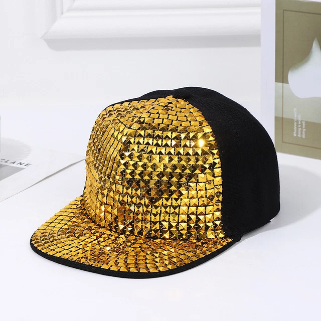 Casquette Hip Hop Dorée à Motifs Peau De Serpent | Cuir PU Strass | Réglable Unisexe | Neuf Avec étiquettes
