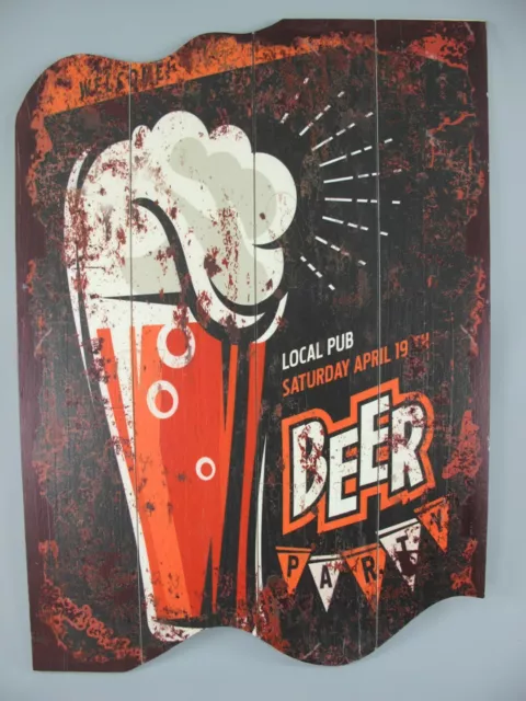 9977782 Murale Segno Legno Vintage Birra Local 50x70cm