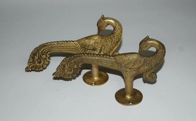 Brass Peacock Door Handle 7.5'' Inches Peafowl Design Handicraft Door Pull EK52