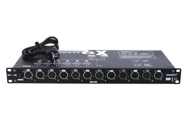 19" Eurolite Split 6X DMX Splitter Distributeur 3 pôles. 5 pôles. XLR entrée sortie