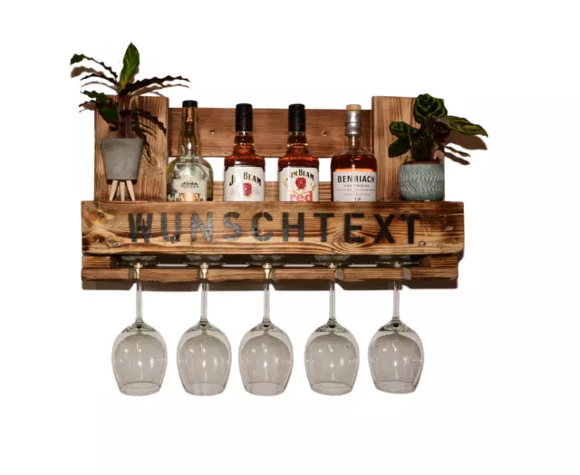 Wandbar rustikal Bar Wein Rum Aufdruck Wunschtext Holzmöbel Flaschenregal