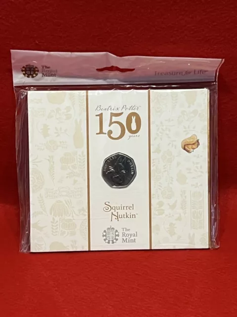 2016 50p Coin Squirrel Nutkin in Official Royal Mint Beatrix Potter Unopened