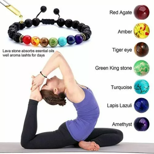 7 Chakra Bracelet Crystal Jewellery Healing Stones Balance Anxiety Stress