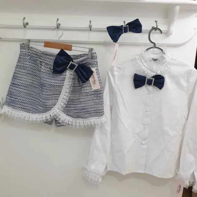 Naxos Spanish Designer Girls Outfit Stunning Set White And Navy Age 16