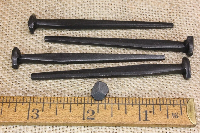 3" Rose head 5 nails antique square wrought iron vintage Spikes Decorative look