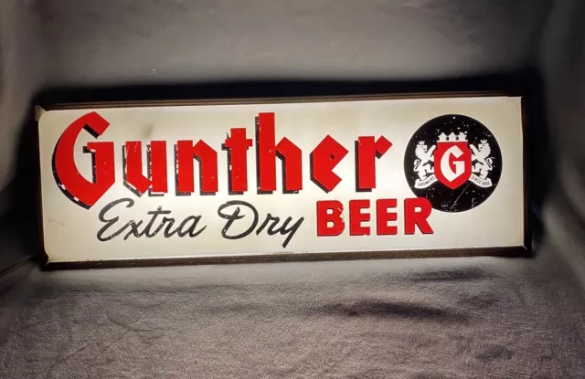VINTAGE 1950’s GUNTHER BEER - BREWING CO LIGHTED SIGN BALTIMORE MD.