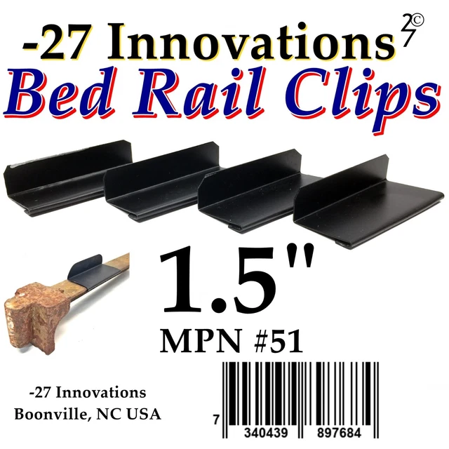 4 CLIPS ANTIQUE Flat Top Rail Iron BedBox Spring/Mattress LOCKING KIT