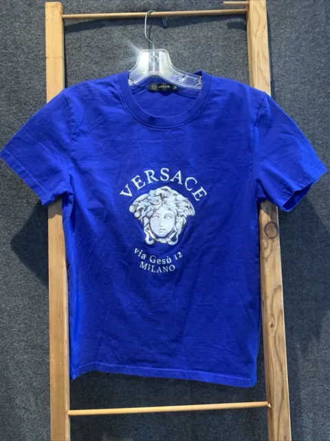 Versace M Blue T-Shirt “Via Gesu” Logo