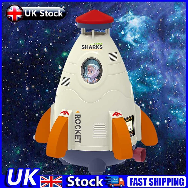 Space Rocket Sprinklers Rotating Water Powered Launcher Summer Fun Toys (White)