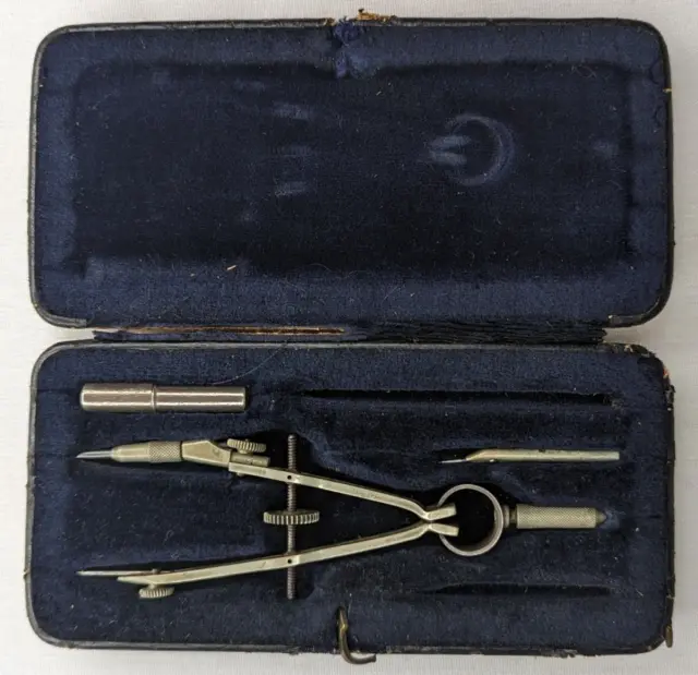 PRECISION DRP Drawing Bow Compass Set in Fitted Case - Incomplete Set