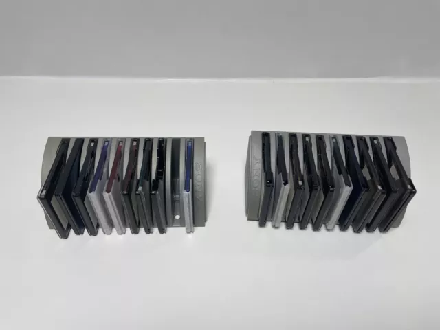 Sony Minidisc scaffale + 19 pezzi Sony Disc scatola portaoggetti sistema tower