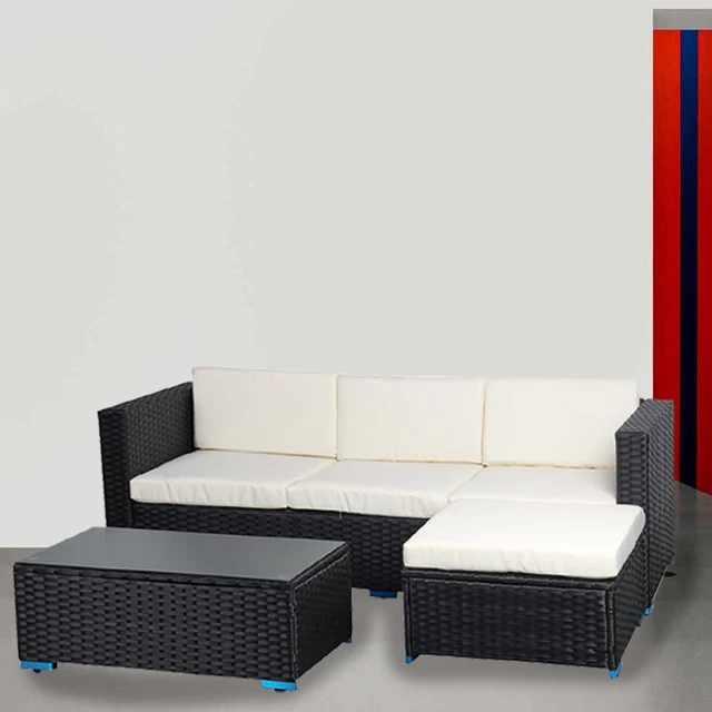 GARDEN FURNITURE SET LShape Outdoor Corner Rattan Sofa with Table