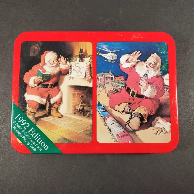 Coca Cola Christmas Santa Nostalgia Playing Cards W/Tin 1992 Limited Edition New