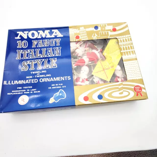 Swinging Santa Lights Noma Italian Style Fancy Indoor Illuminated Ornaments VTG