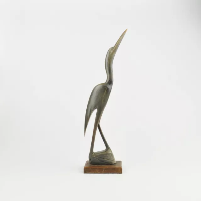 Kranich - Horn - Vogel - Reiher - Beinarbeit - Figur - geschnitzt - Vintage