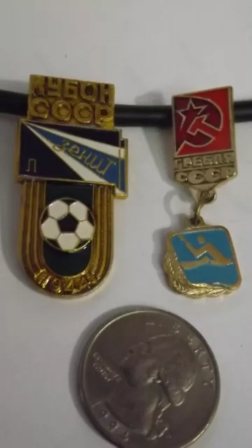 Collection of 2 Different Russian USSR Soviet CCCP Badge Hat Pins