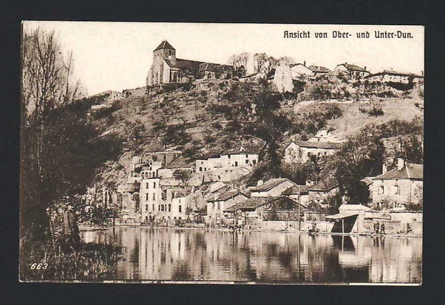 Ansicht von Ober- und Unter-Dun, alte sw-AK,  als Feldpost  gelaufen 1916.