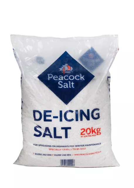 White Rock Salt De-icing 20KG Melt Winter Snow Ice Driveways Road Paths Gritting