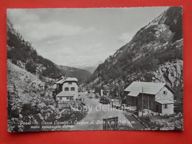 PASSO M. CROCE CARNICO Confine Stato Autobus Bus Paluzza Udine vecchia cartolina