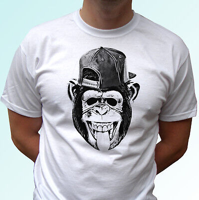 Chimpanzee funny white t shirt animal chimp tee monkey top mens womens kids baby