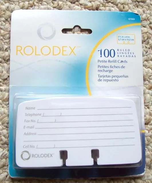 Rolodex 100 Ruled Petite Refill Cards 2.25x4 Inch Model: 67553