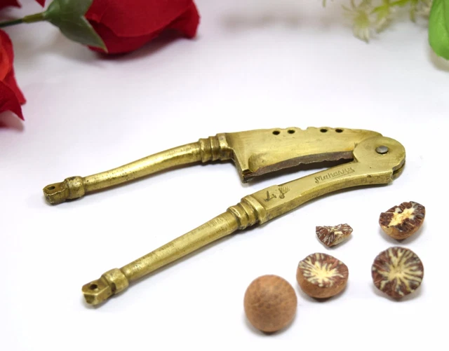 Antique Brass Betel Nut Cutter Indian Beautiful Dotted Designed Decor.i12-162