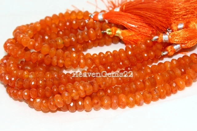 Rondelle à facettes en cornaline orange naturelle AAA, perles de pierres...