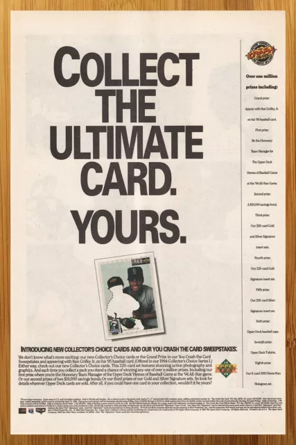 1994 Upper Deck MLB Baseball Trading Cards Print Ad/Poster Ken Griffey Jr. Art