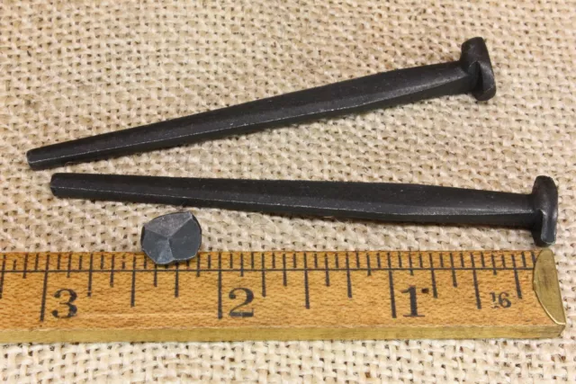 3" Rose head 3 nails antique square wrought iron vintage Spikes Decorative look