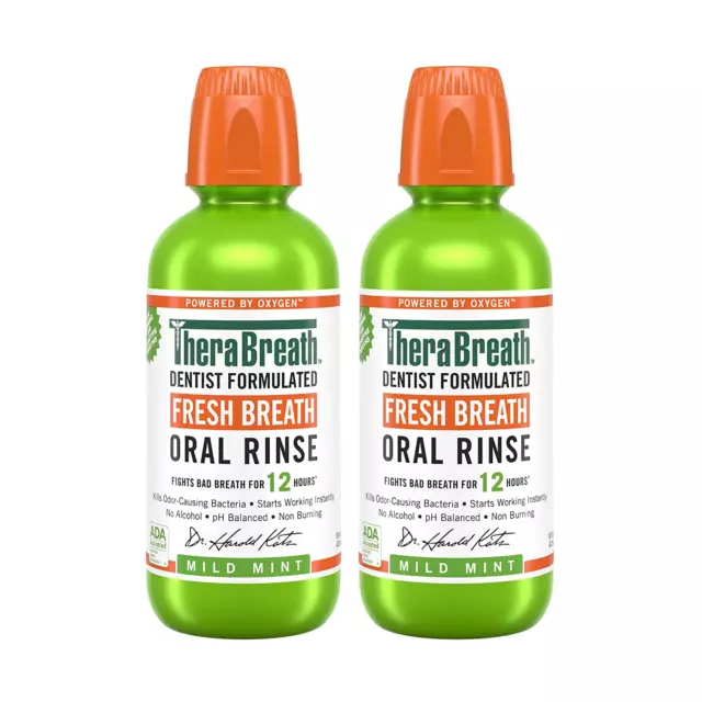 Therabreath Fresh Breath Dentist Formulated Oral Rinse, Mild Mint, 16 Ounce (Pac